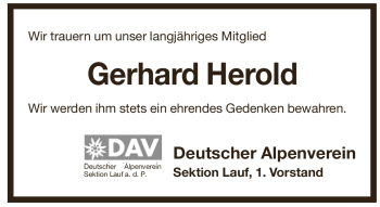 Traueranzeige von Gerhard Herold von Pegnitz-Zeitung